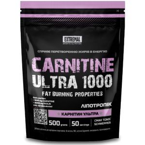 Карнітин для схуднення Extremal 500г L-carnitine для коктейлів тонік швепс Л-карнітин для спалювання жиру та зниження ваги