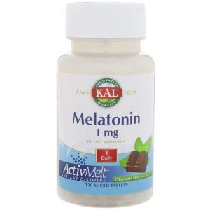 Мелатонин Melatonin KAL вкус шоколада и мяты 1 мг 120 таблеток