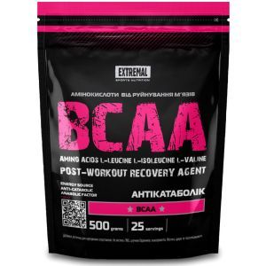 ВСАА амінокислоти 2/1/1 червоний грейпфрут 500 г BCAA Extremal ВСАА для схуднення для коктейлів