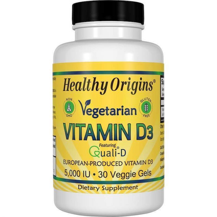 Витамин Д3, Vitamin D3, Healthy Origins, вегетарианский, 5000 МЕ, 30 .