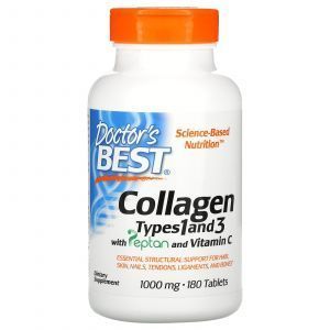 Коллаген тип 1 и 3, Collagen, Doctors Best, 1000 мг, 180 таблеток