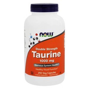 Таурин, Taurine, Now Foods, подвійна сила, 1000 мг, 250 вегетаріанських капсул