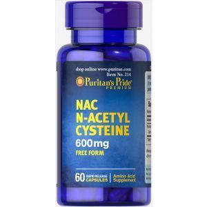 Ацетилцистеин, N-Acetyl Cysteine (NAC), Puritan's Pride, 600 мг, 60 капсул