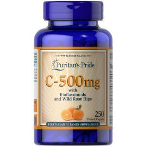 Витамин С с биофлавоноидами, Vitamin C with Rose Hips, Puritan's Pride, 500 мг, 250 каплет