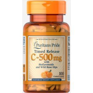 Вітамін С з біофлавоноїдами, Vitamin C Rose Hips, Puritan's Pride, 500 мг, 100 каплет