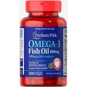 Омега-3, Omega-3 Fish Oil 1000 mg (300 mg Active Omega-3), Puritan's Pride, 1000 мг, 100 капсул