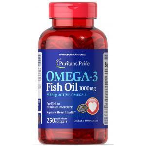 Омега-3 риб'ячий жир, Omega-3 Fish Oil, Puritan's Pride, 1000 мг, 300 мг активного, 250 капсул