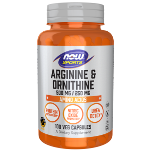 Аргинин и орнитин, Arginine & Ornithine, Now Foods, Sports, 500 мг/250 мг, 100 вегетарианских капсул