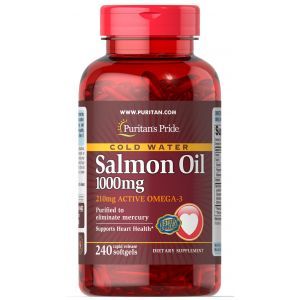 Жир лосося Омега-3, Omega-3 Salmon Oil, Puritan's Pride, 1000 мг, 240 капсул