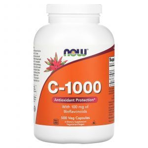 Витамин С-1000 с биофлавоноидами, C-1000, Now Foods, 500 вегетарианских капсул 
