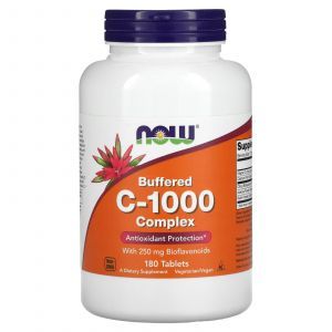 Витамин С-1000, Buffered C-1000, Now Foods, буферизованный, комплекс, 180 таблеток
