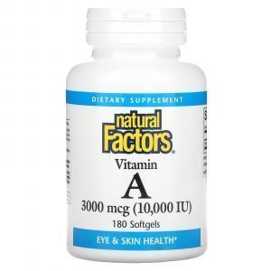 Витамин А, Vitamin A, Natural Factors, 10000 МЕ, 180 капсул