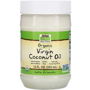 Кокосовое масло, Coconut Oil, Now Foods, Real Food, первого отжима, органическое, 355 мл
