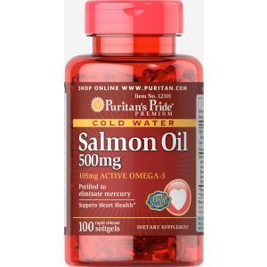 Жир лосося Омега-3, Omega-3 Salmon Oil, Puritan's Pride, 500 мг, 100 капсул