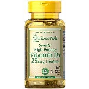 Вітамін Д3, Vitamin D3, Puritan's Pride, 1000 МО, 100 капсул