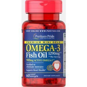 Омега-3 рыбий жир, Omega-3 Fish Oil, Puritan's Pride, 1290 мг, 900 мг активного, 60 капсул