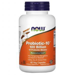 Пробиотики-10, Probiotic-10, Now Foods, 100 млрд, 60 растительных капсул