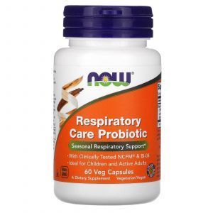 Пробиотики для поддержки органов дыхания, Respiratory Care Probiotic, Now Foods, 60 растительных капсул
