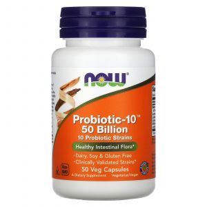 Пробиотики-10, Probiotic-10, Now Foods, 50 млрд, 50 растительных капсул

