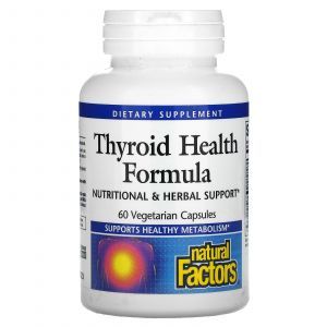 Здоровье щитовидной железы, Thyroid Health Formula, Natural Factors, 60 капсул