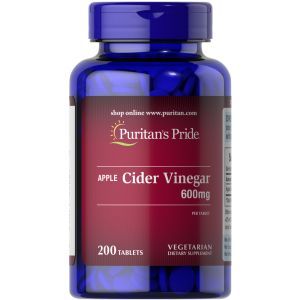 Яблочный уксус, Apple Cider Vinegar, Puritan's Pride, 600 мг, 200 таблеток