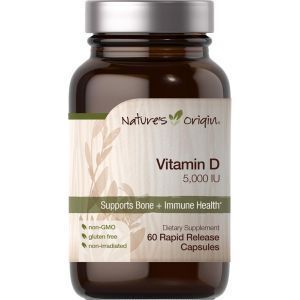 Витамин Д, Vitamin D 5000 IU, Nature's Origin, Puritan's Pride, 60 капсул