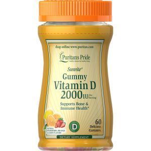 Витамин Д3, Vitamin D3, Puritan's Pride, 2000 МЕ, 60 жевательных конфет 