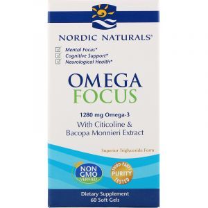 Омега, Omega Focus, Nordic Naturals, 1280 мг, 60 гелевых капсул (Default)