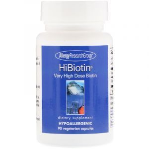 Биотин, HiBiotin, Allergy Research Group, 90 вегетарианских капсул