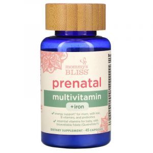 Мультивитамины для беременных с железом, Prenatal Multivitamin, Mommy's Bliss, 45 капсул
