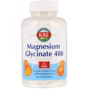 Глицинат магния, Magnesium Glycinate, KAL, 400, 120 жевательных таблеток (Default)