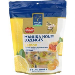 Леденцы с медом Манука, Manuka Honey Lozenges MGO 400+, вкус лимона, Manuka Health, 58 шт. (Default)