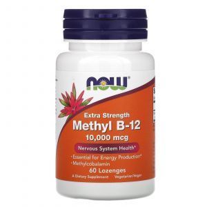 Витамин В12 метил, Methyl B-12, Now Foods, 10000 мкг, 60 леденцов