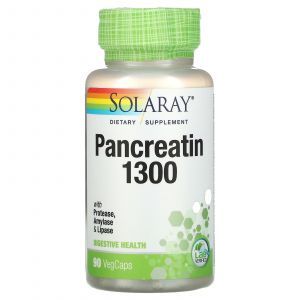 Панкреатин, Pancreatin 1300, Solaray, 90 капсул