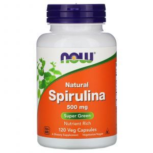 Спирулина натуральная, Spirulina, Now Foods, 500 мг, 120 капс