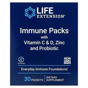 Иммунная поддержка, Immune Packs, Life Extension, с витаминами C и D, цинком и пробиотиками, 30 пакетиков
