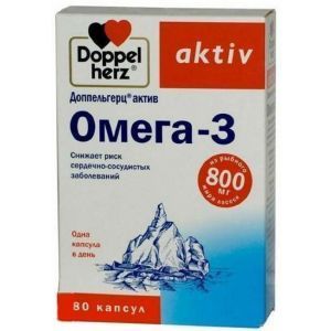 Омега-3, Доппельгерц Актив, 300 мг, 80 капсул