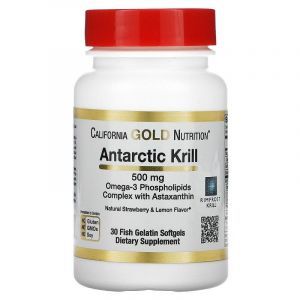 Масло криля с астаксантином, Krill Oil, with Astaxanthin, California Gold Nutrition, 500 мг, 30 кап.