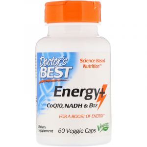Энергия + коэнзим Q10, восстановленный никотинамидадениндинуклеотид и витамин В12, Energy+ CoQ10, NADH & B12, Doctor's Best, 60 кап. (Default)