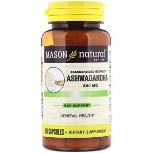 Ашвагандха, Ashwagandha, Mason Natural, 500 мг, 60 кап. (Default)