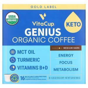 Органический кофе, Organic Genius Coffee, VitaCup, средней обжарки, 16 чашек по 10 г