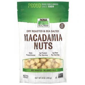 Макадамия орех, Macadamia Nuts, Now Foods, Real Food, жареные, соленые, 255 г