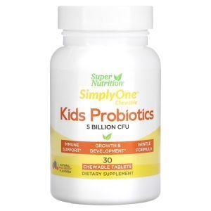 Пробиотики для детей, Kid’s Probiotics, Super Nutrition, со вкусом дикой ягоды, 5 миллиардов КОЕ, 30 жевательных таблеток