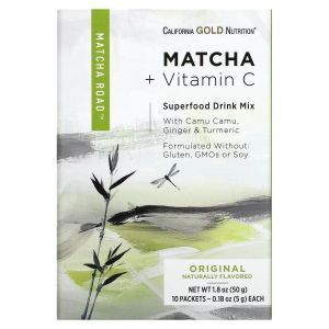 Чай матча и витамин С, Matcha + Vitamin C - Original, MATCHA ROAD, California Gold Nutrition, оригинальный вкус, 10 пакетиков
