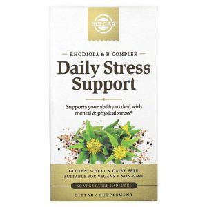 Родиола и B-комплекс, Rhodiola & B-Complex, Solgar,  ежедневная поддержка при стрессе, 60 растительных капсул
