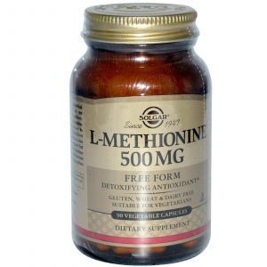 L метионин, Solgar, 500 мг, 90 капсул