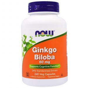 Гінкго білоба, Ginkgo Biloba, Now Foods, 60 мг, 240 вегетаріанських капсул