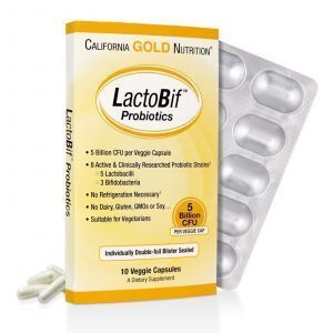 Пробиотики, California Gold Nutrition LactoBif Probiotics, 5 млд, 10 капсул