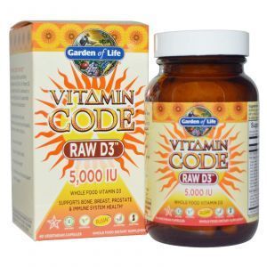 Сырые Витамины Д3, RAW D3, Garden of Life, Vitamin Code, 5000 МЕ, 60 капсул