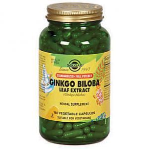 Гинкго Билоба, Ginkgo Biloba, Solgar, экстракт листьев, 100 вегетарианских капсул